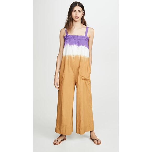SEA New York Honey Purple Zelda Sleeveless Square Neck Wide Leg Dip Dye Jumpsuit - Picture 1 of 8